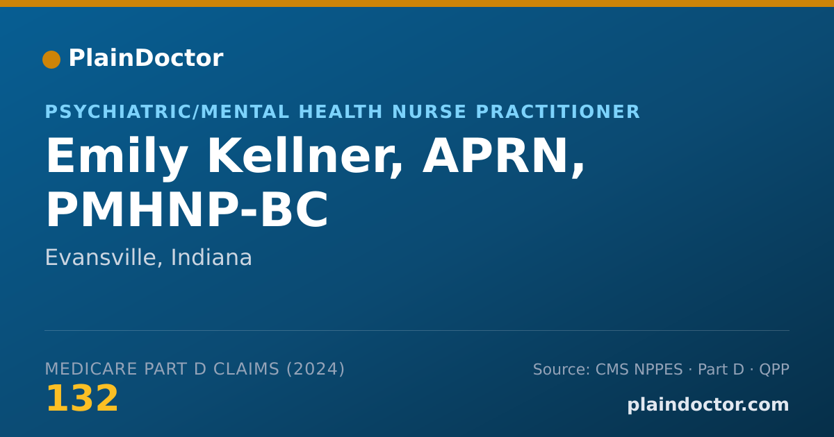 Shareable card for Emily Kellner, APRN, PMHNP-BC - Psychiatric/Mental Health Nurse Practitioner, Evansville, IN