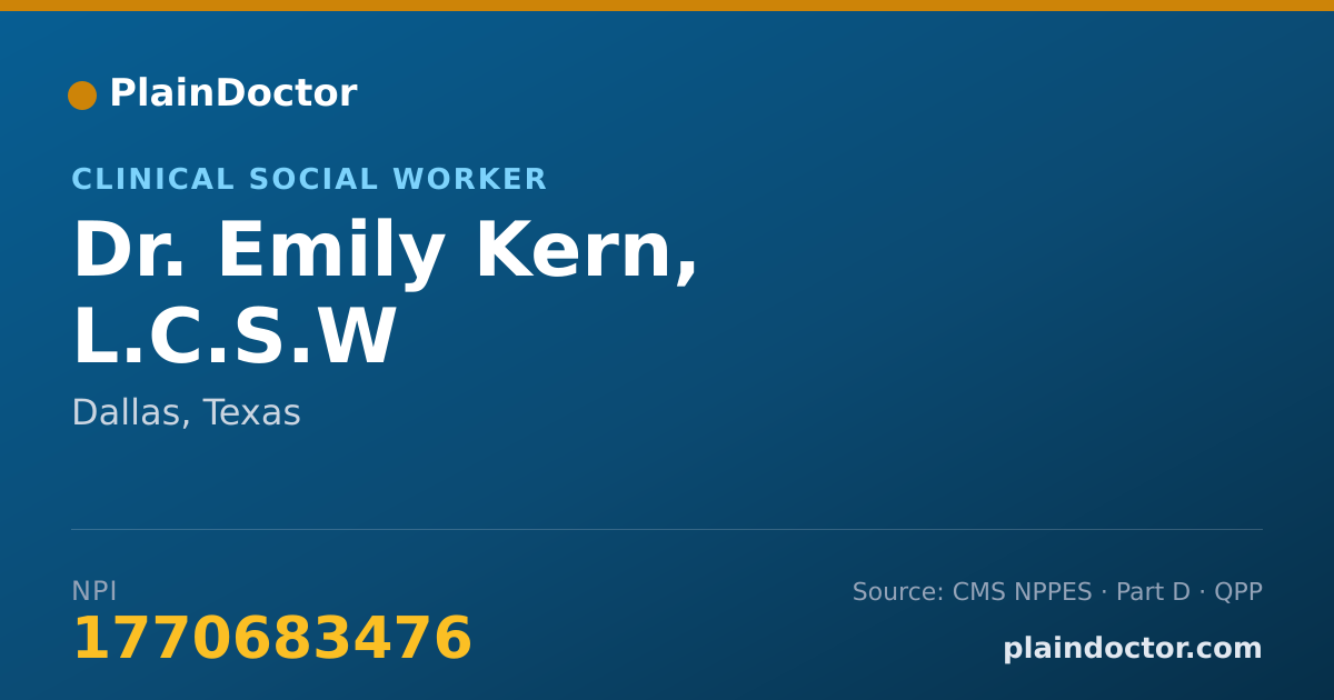 Shareable card for Emily Kern, L.C.S.W - Clinical Social Worker, Dallas, TX