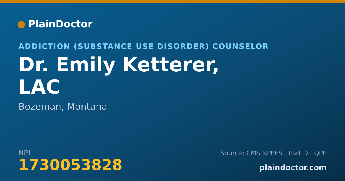 Shareable card for Emily Ketterer, LAC - Addiction (Substance Use Disorder) Counselor, Bozeman, MT