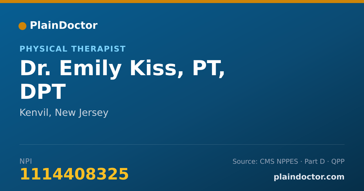 Shareable card for Emily Kiss, PT, DPT - Physical Therapist, Kenvil, NJ