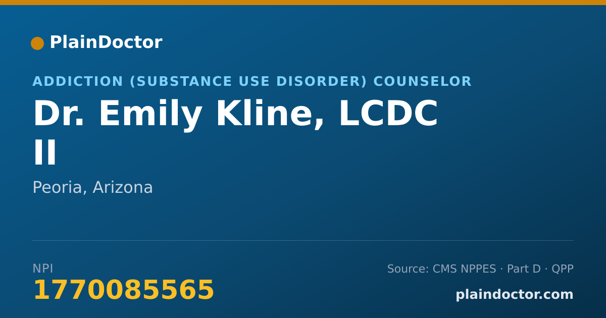 Shareable card for Emily Kline, LCDC II - Addiction (Substance Use Disorder) Counselor, Peoria, AZ