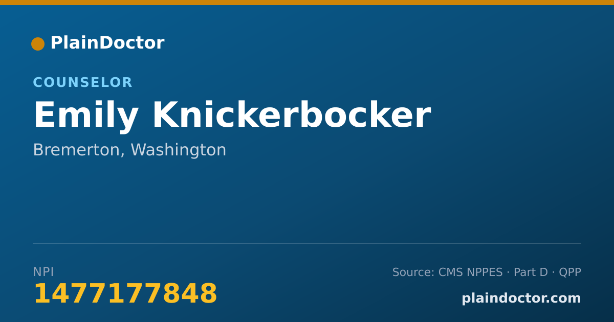 Shareable card for Emily Knickerbocker - Counselor, Bremerton, WA