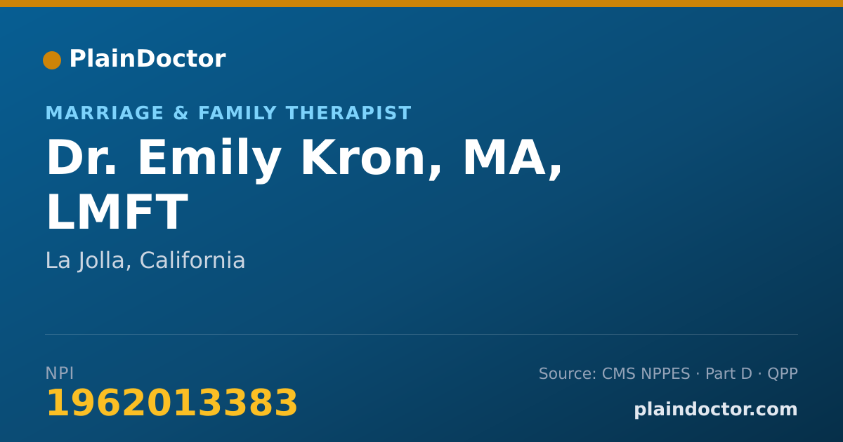 Shareable card for Emily Kron, MA, LMFT - Marriage & Family Therapist, La Jolla, CA