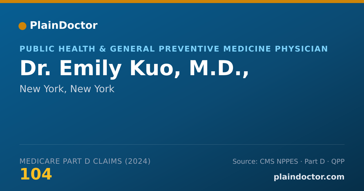 Shareable card for Emily Kuo, M.D., - Public Health & General Preventive Medicine Physician, New York, NY