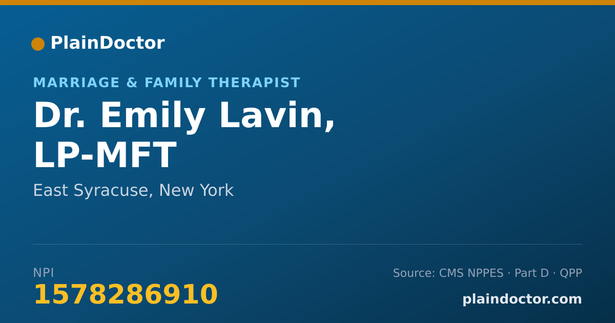 Shareable card for Emily Lavin, LP-MFT - Marriage & Family Therapist, East Syracuse, NY