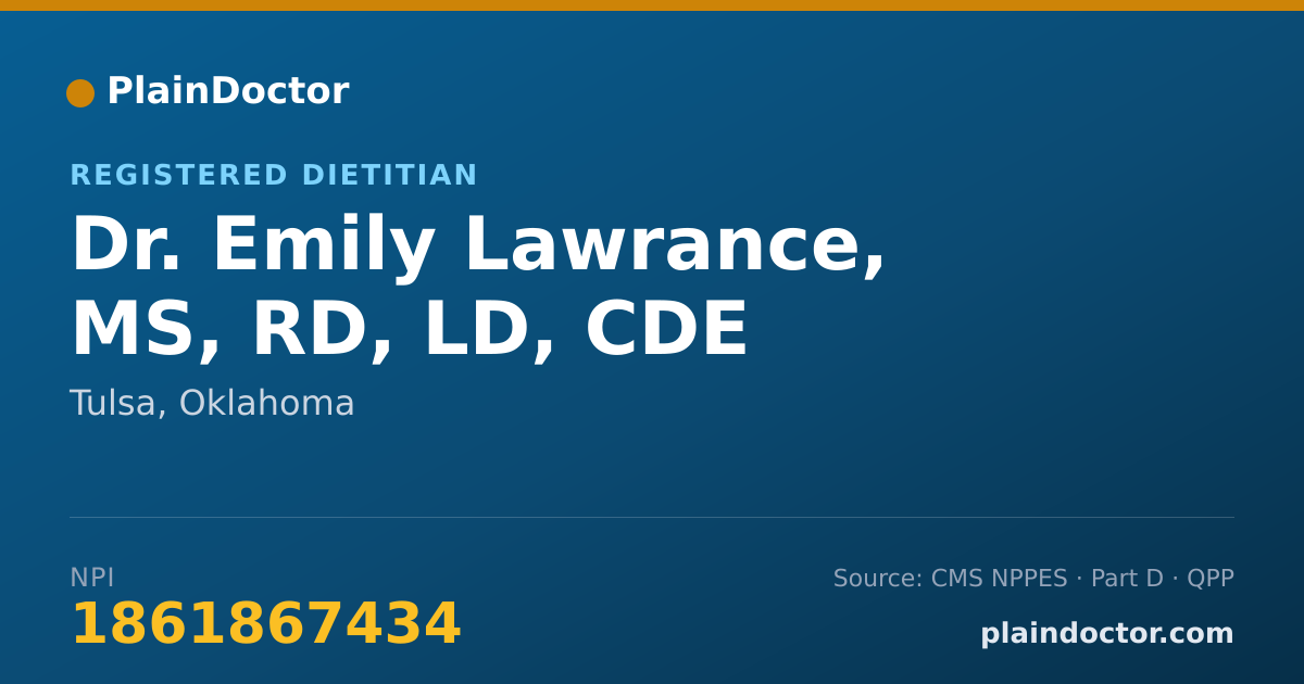 Shareable card for Emily Lawrance, MS, RD, LD, CDE - Registered Dietitian, Tulsa, OK