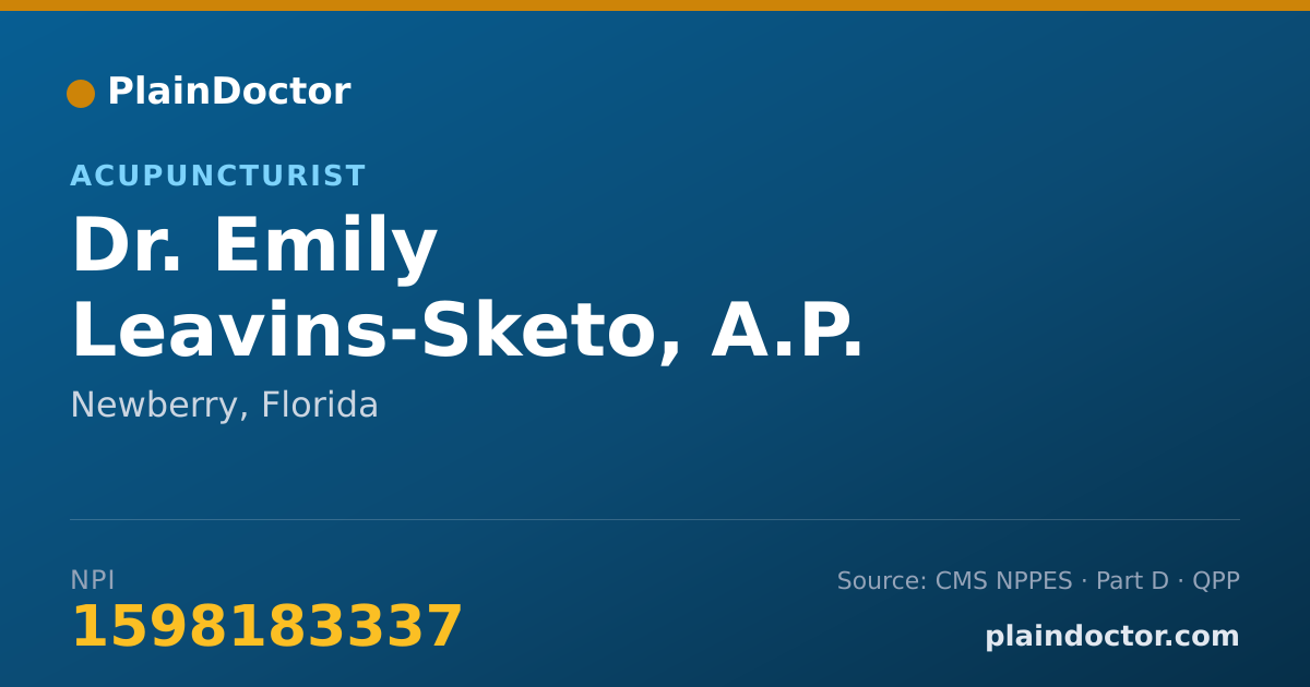 Shareable card for Emily Leavins-Sketo, A.P. - Acupuncturist, Newberry, FL