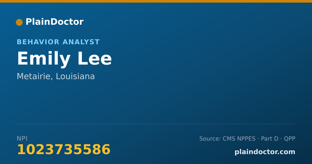 Shareable card for Emily Lee - Behavior Analyst, Metairie, LA