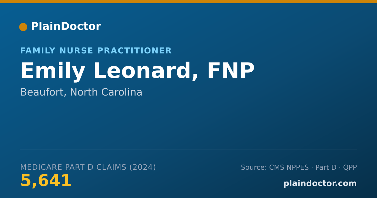 Shareable card for Emily Leonard, FNP - Nurse Practitioner, Beaufort, NC