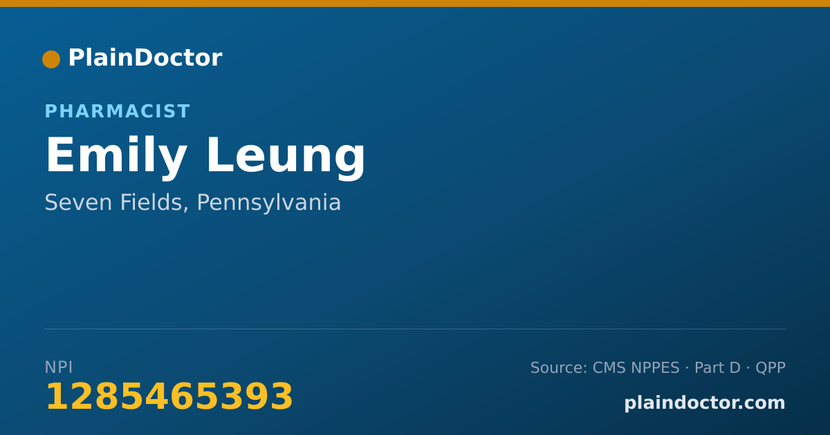 Shareable card for Emily Leung - Pharmacist, Seven Fields, PA