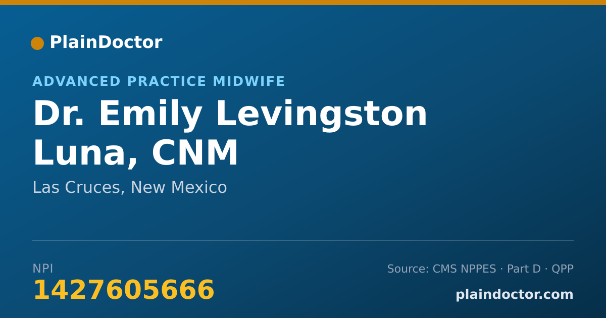 Shareable card for Emily Levingston Luna, CNM - Advanced Practice Midwife, Las Cruces, NM