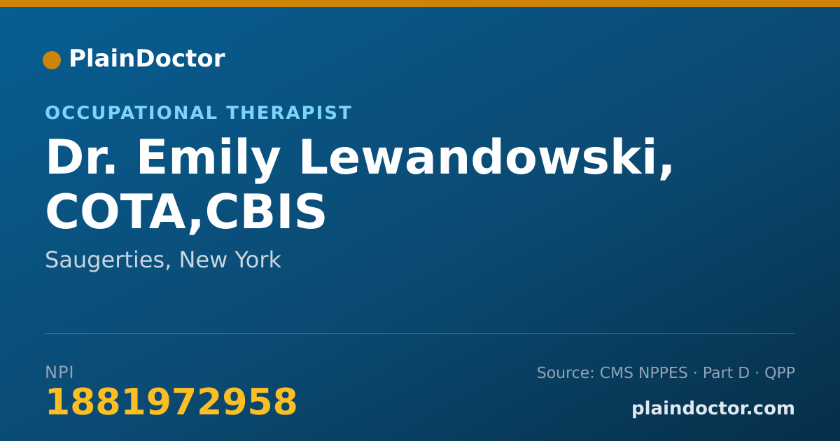 Shareable card for Emily Lewandowski, COTA,CBIS - Occupational Therapist, Saugerties, NY