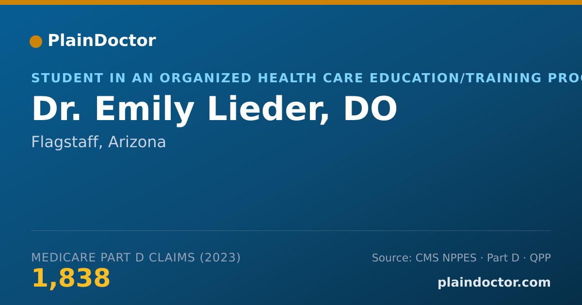 Shareable card for Emily Lieder, DO - Student in an Organized Health Care Education/Training Program, Flagstaff, AZ