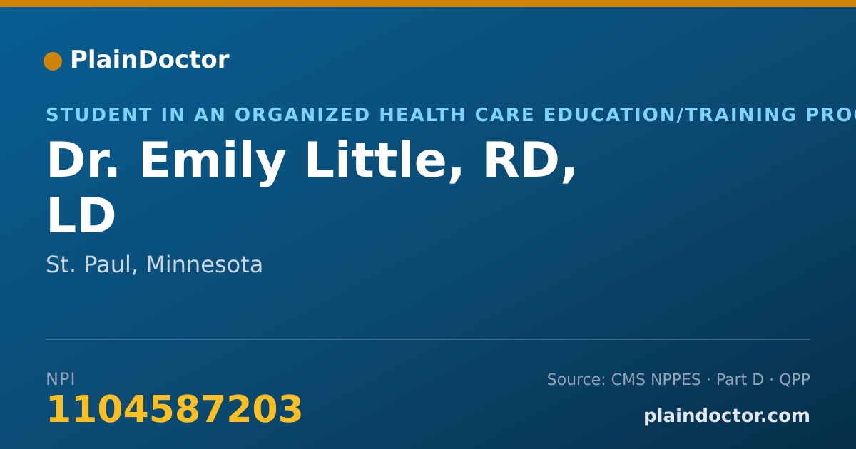 Shareable card for Emily Little, RD, LD - Student in an Organized Health Care Education/Training Program, St. Paul, MN