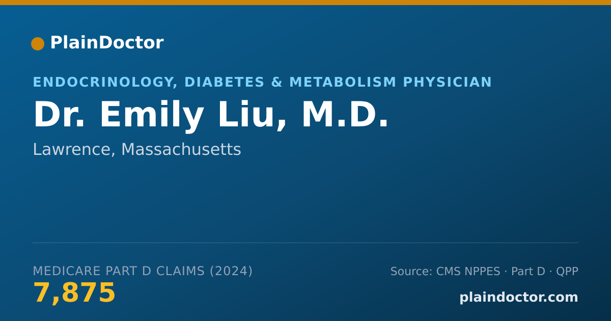 Shareable card for Emily Liu, M.D. - Endocrinology, Diabetes & Metabolism Physician, Lawrence, MA