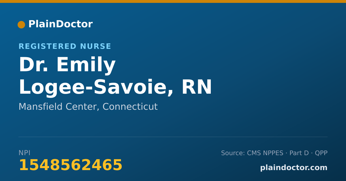 Shareable card for Emily Logee-Savoie, RN - Registered Nurse, Mansfield Center, CT