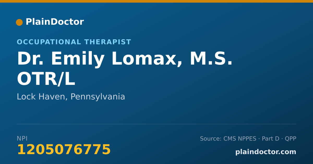 Shareable card for Emily Lomax, M.S. OTR/L - Occupational Therapist, Lock Haven, PA