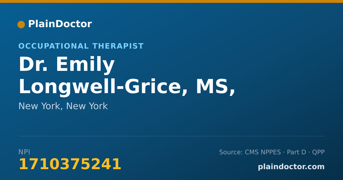Shareable card for Emily Longwell-Grice, MS, OTR/L - Occupational Therapist, New York, NY