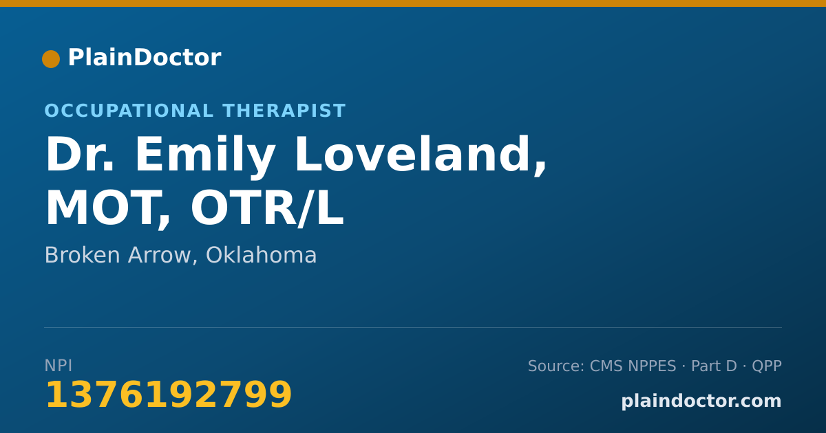 Shareable card for Emily Loveland, MOT, OTR/L - Occupational Therapist, Broken Arrow, OK