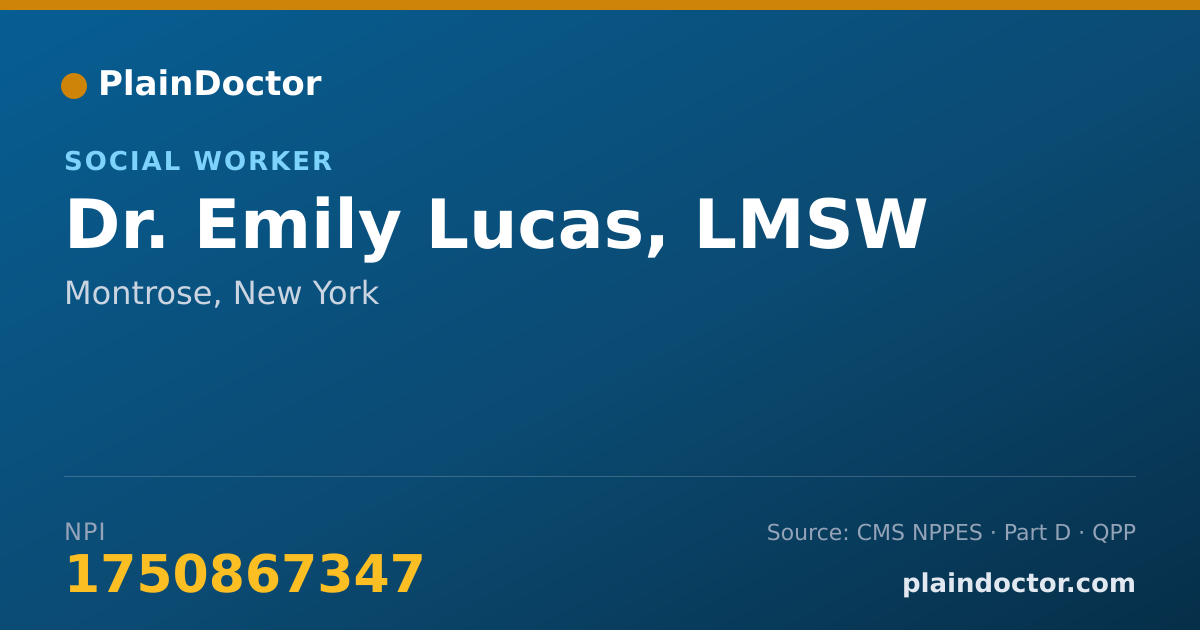 Shareable card for Emily Lucas, LMSW - Social Worker, Montrose, NY