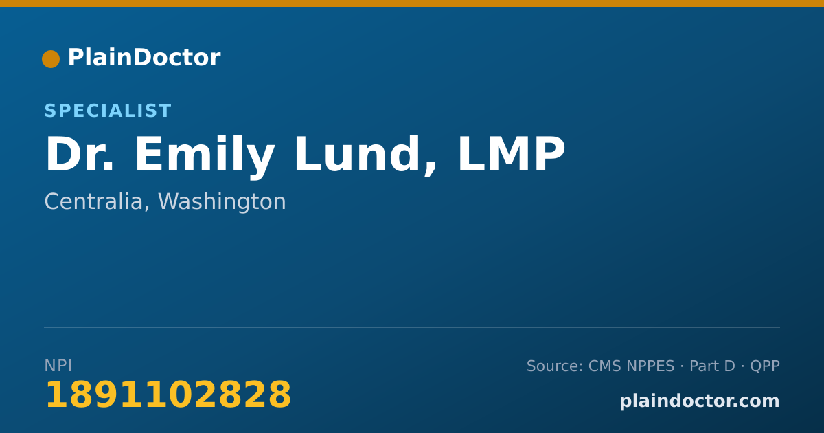 Shareable card for Emily Lund, LMP - Specialist, Centralia, WA