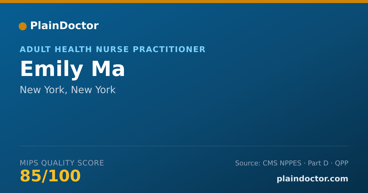 Shareable card for Emily Ma - Adult Health Nurse Practitioner, New York, NY