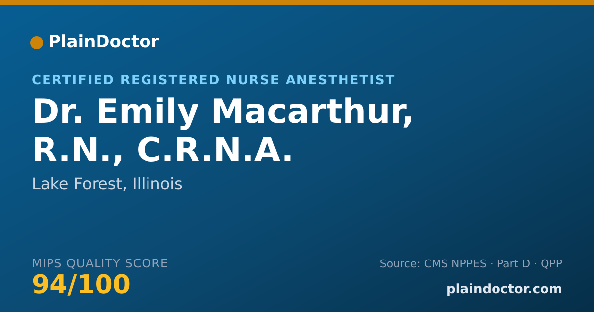 Shareable card for Emily Macarthur, R.N., C.R.N.A. - Certified Registered Nurse Anesthetist, Lake Forest, IL