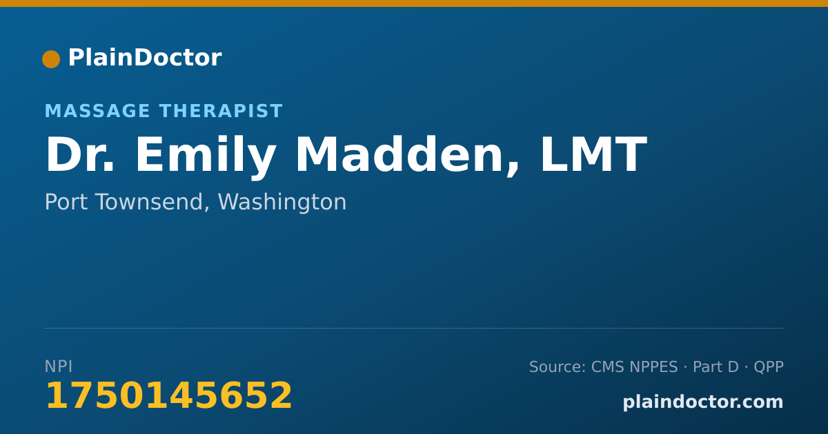 Shareable card for Emily Madden, LMT - Massage Therapist, Port Townsend, WA