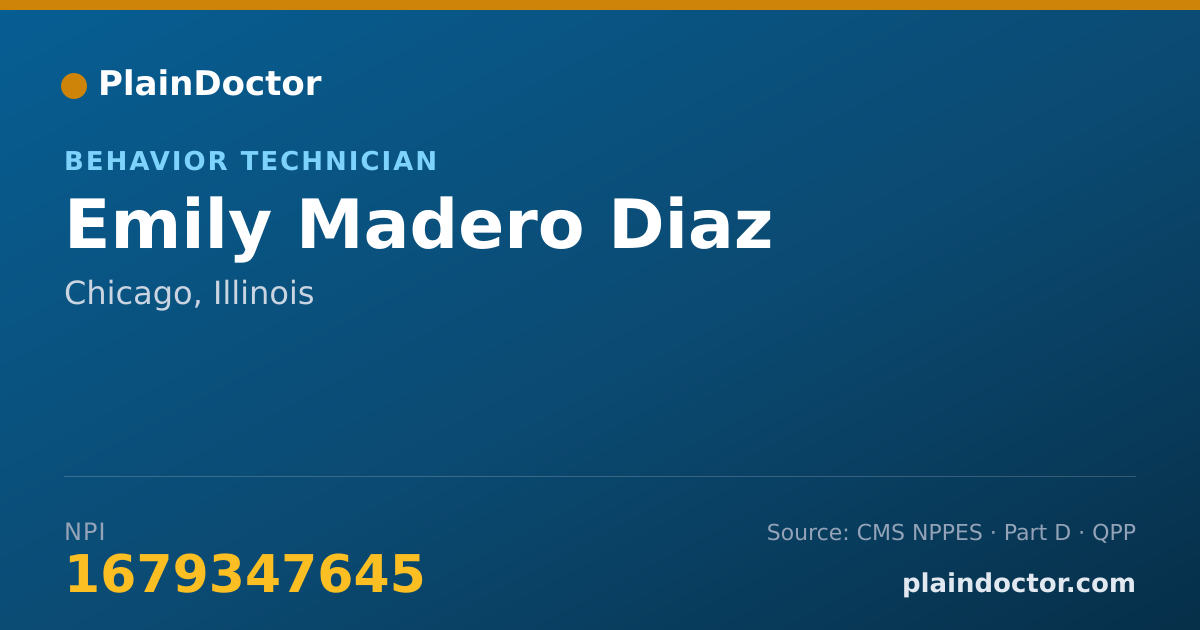 Shareable card for Emily Madero Diaz - Behavior Technician, Chicago, IL