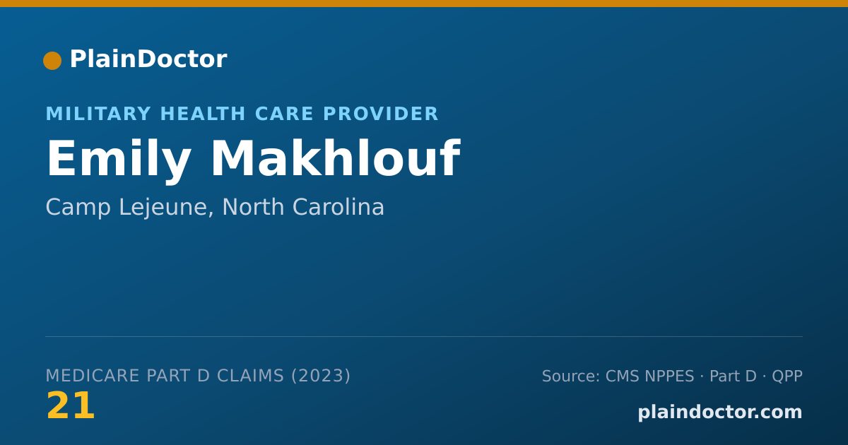Shareable card for Emily Makhlouf - Military Health Care Provider, Camp Lejeune, NC
