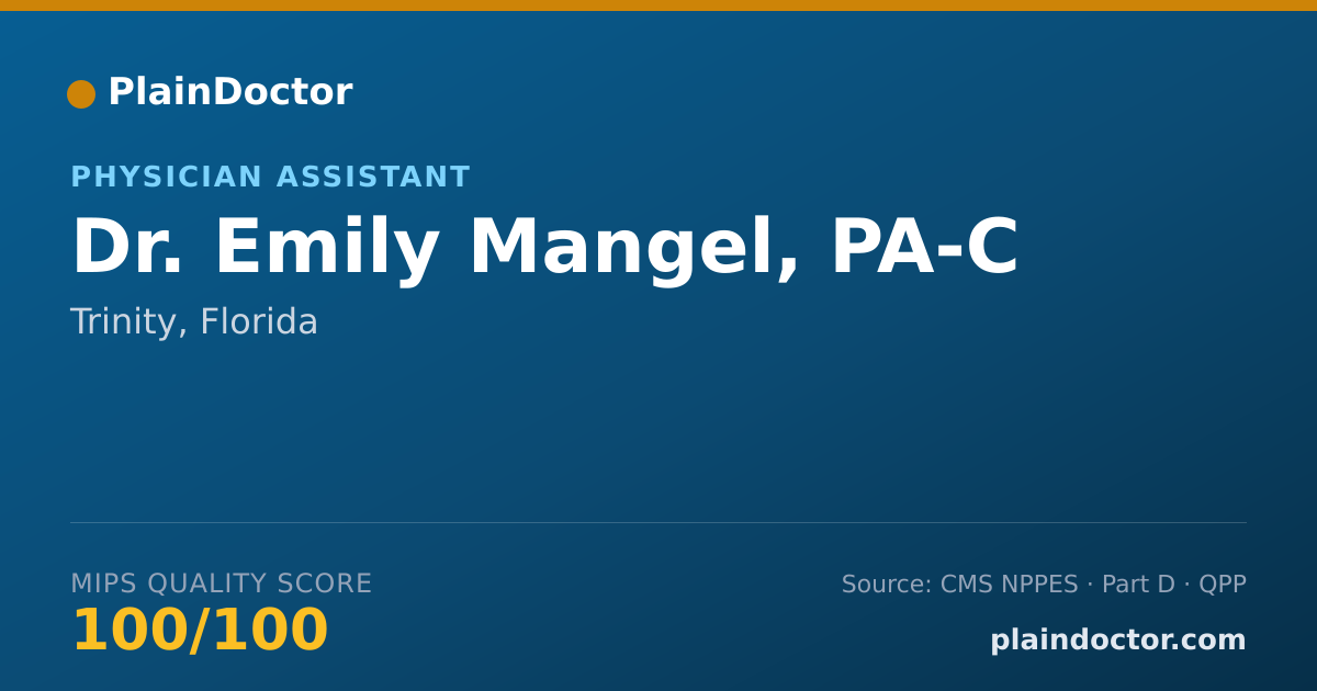 Shareable card for Emily Mangel, PA-C - Physician Assistant, Trinity, FL