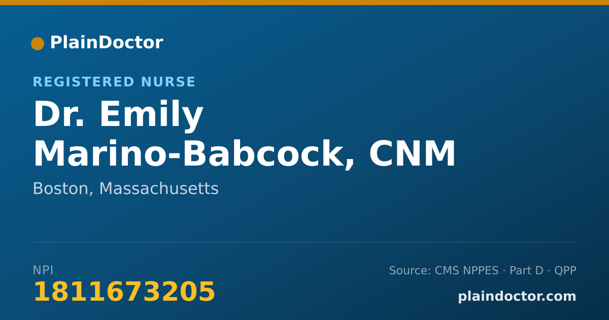 Shareable card for Emily Marino-Babcock, CNM - Registered Nurse, Boston, MA