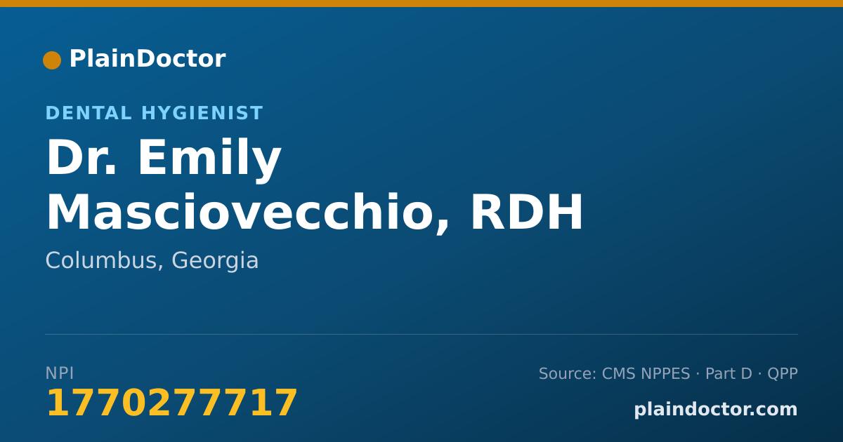 Shareable card for Emily Masciovecchio, RDH - Dental Hygienist, Columbus, GA