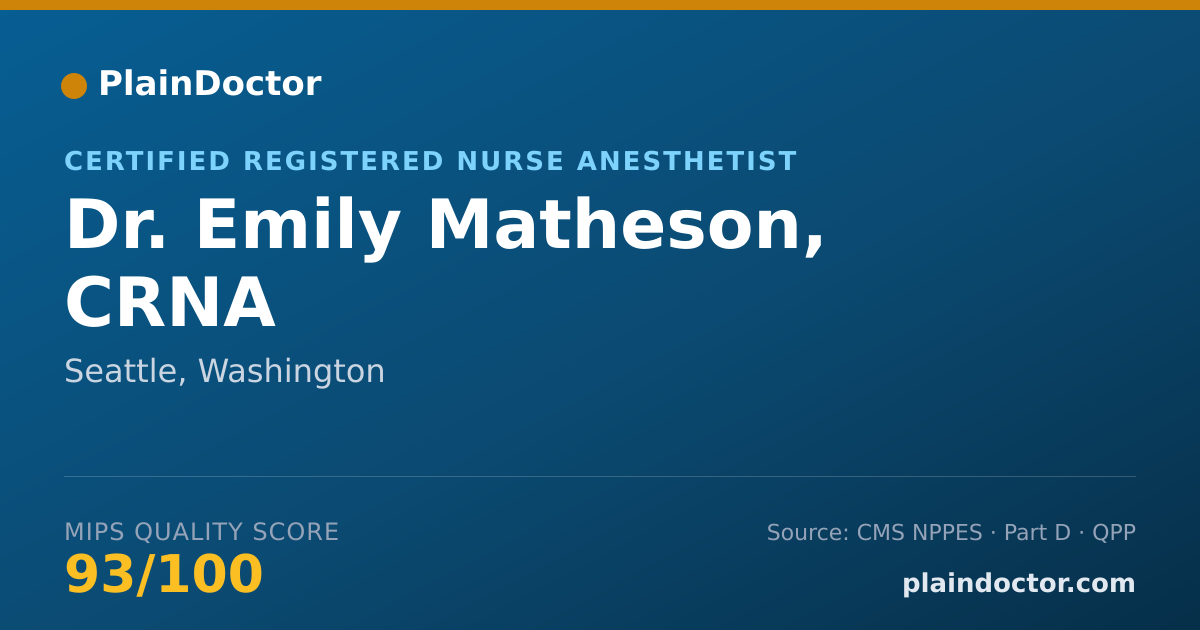 Shareable card for Emily Matheson, CRNA - Certified Registered Nurse Anesthetist, Seattle, WA