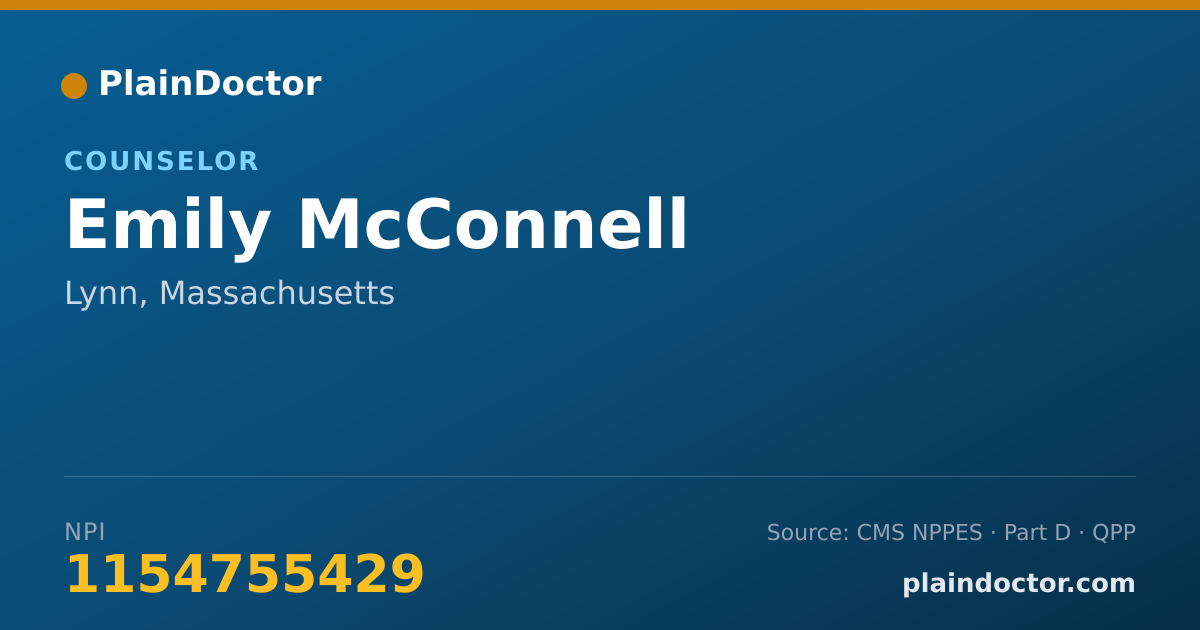 Shareable card for Emily McConnell - Counselor, Lynn, MA