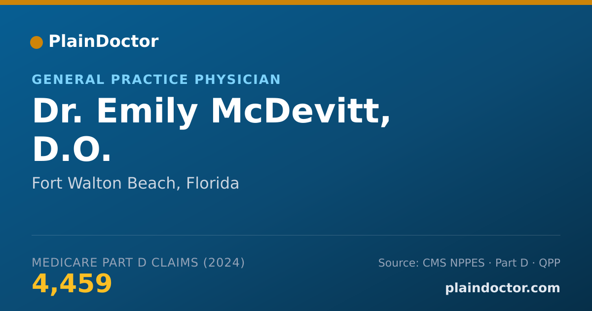 Shareable card for Emily McDevitt, D.O. - General Practice Physician, Fort Walton Beach, FL