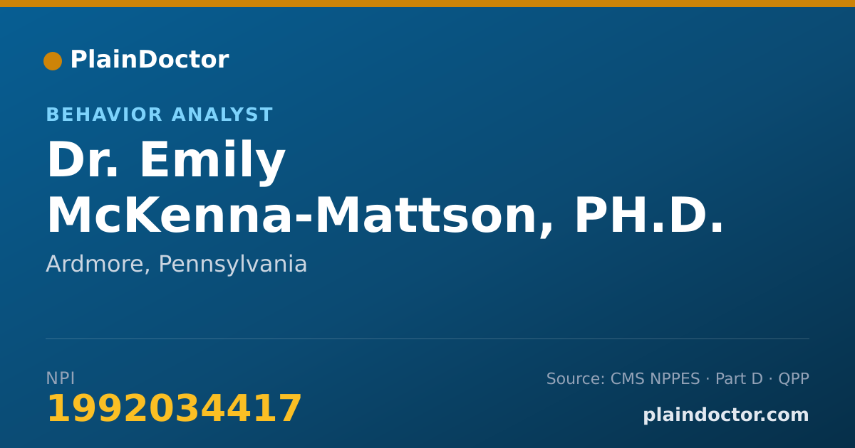Shareable card for Emily McKenna-Mattson, PH.D. - Behavior Analyst, Ardmore, PA