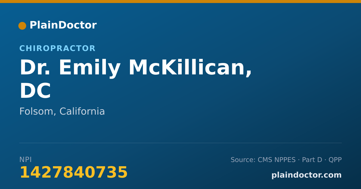 Shareable card for Emily McKillican, DC - Chiropractor, Folsom, CA
