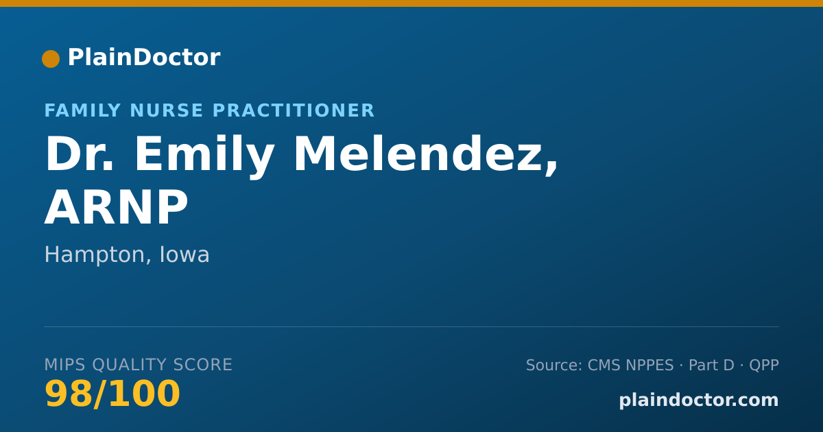 Shareable card for Emily Melendez, ARNP - Family Nurse Practitioner, Hampton, IA