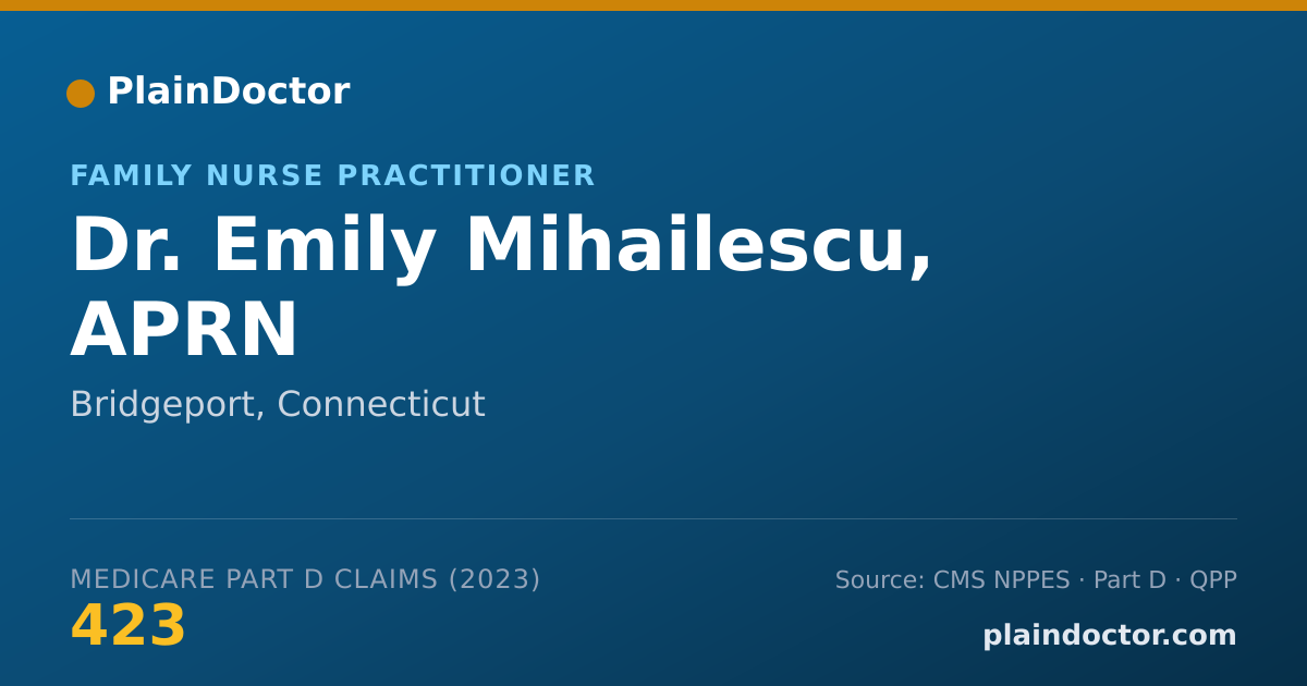 Shareable card for Emily Mihailescu, APRN - Family Nurse Practitioner, Bridgeport, CT