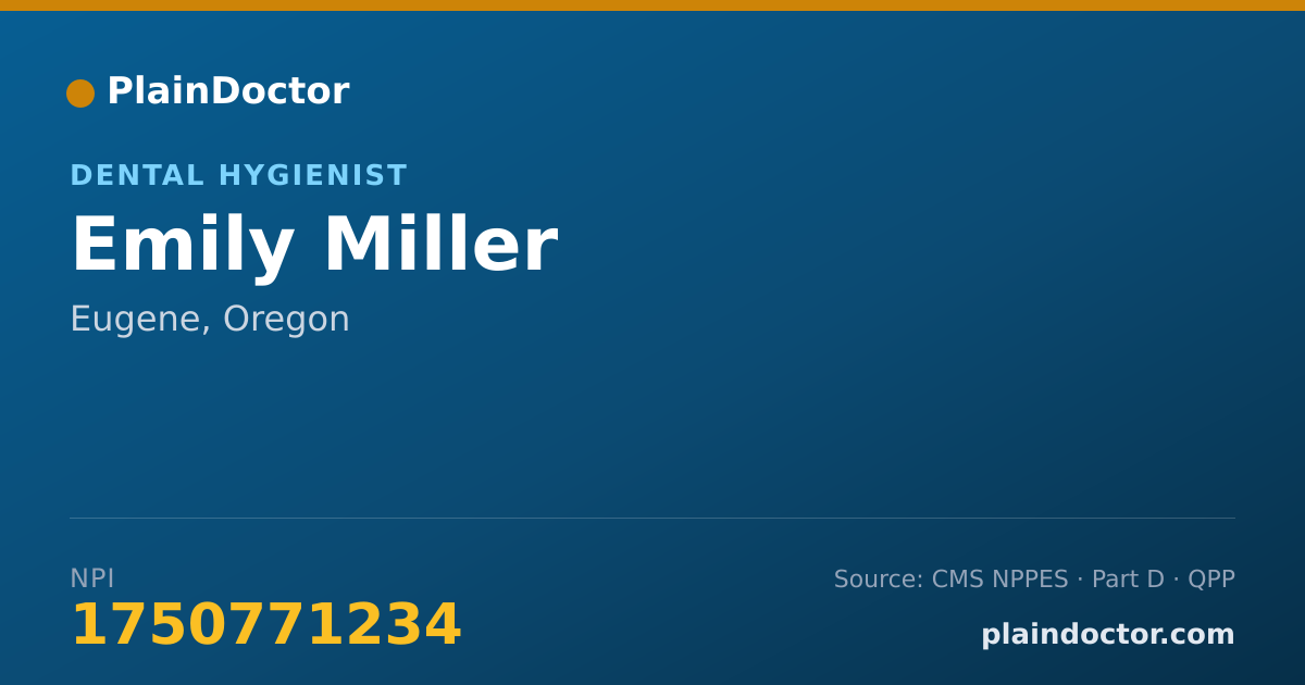 Shareable card for Emily Miller - Dental Hygienist, Eugene, OR