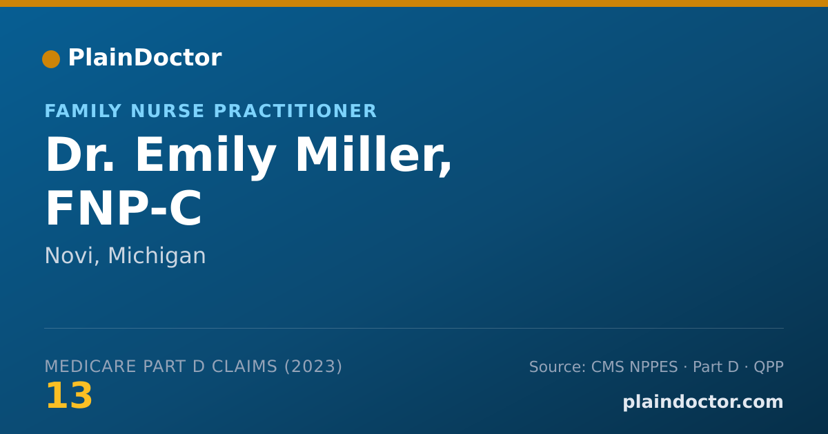 Shareable card for Emily Miller, FNP-C - Family Nurse Practitioner, Novi, MI