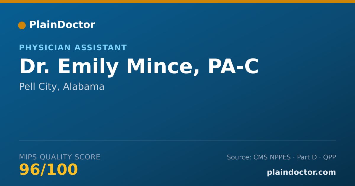 Shareable card for Emily Mince, PA-C - Physician Assistant, Pell City, AL