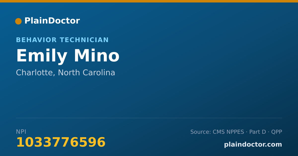 Shareable card for Emily Mino - Behavior Technician, Charlotte, NC