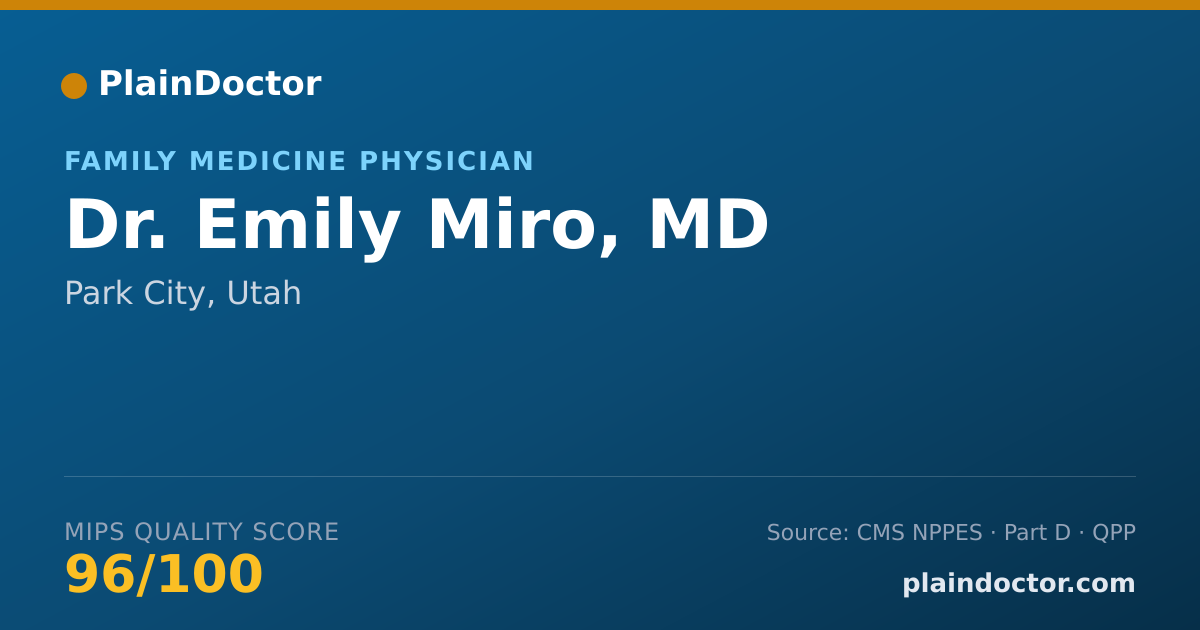 Shareable card for Emily Miro, MD - Family Medicine Physician, Park City, UT