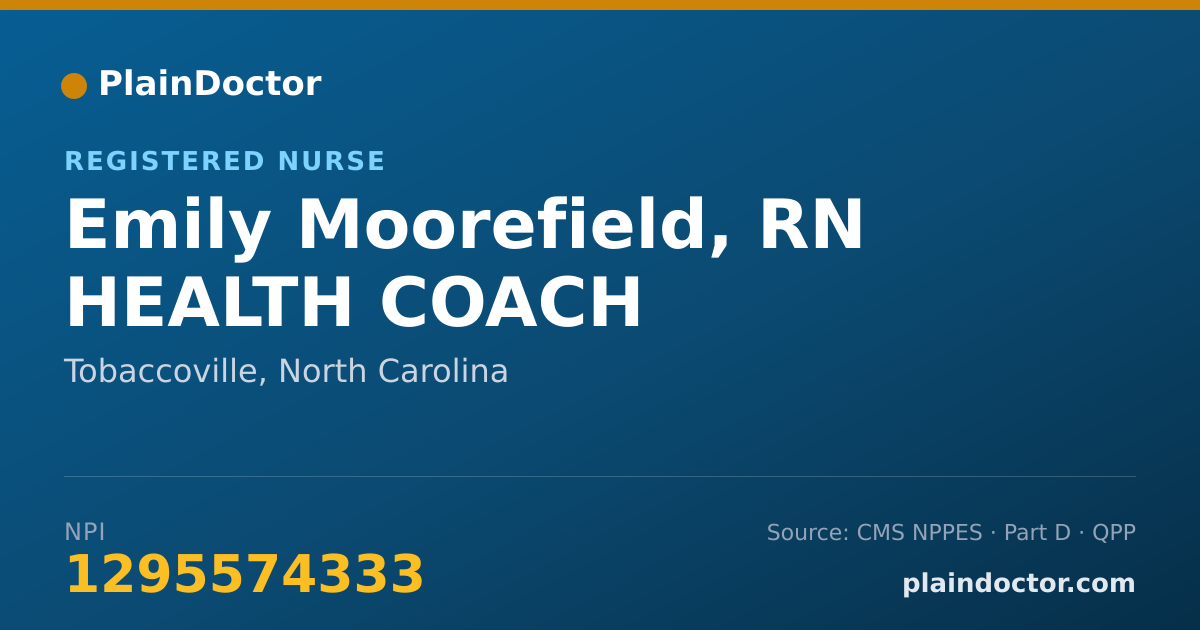 Shareable card for Emily Moorefield, RN HEALTH COACH - Health & Wellness Coach, Tobaccoville, NC