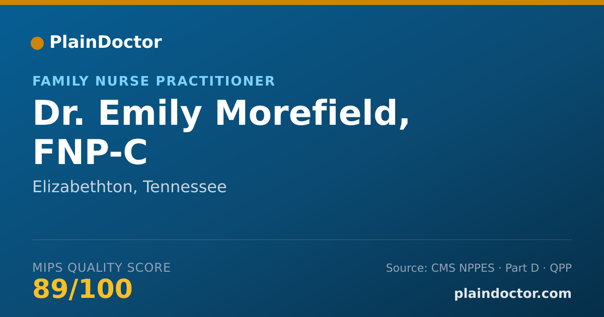 Shareable card for Emily Morefield, FNP-C - Family Nurse Practitioner, Elizabethton, TN