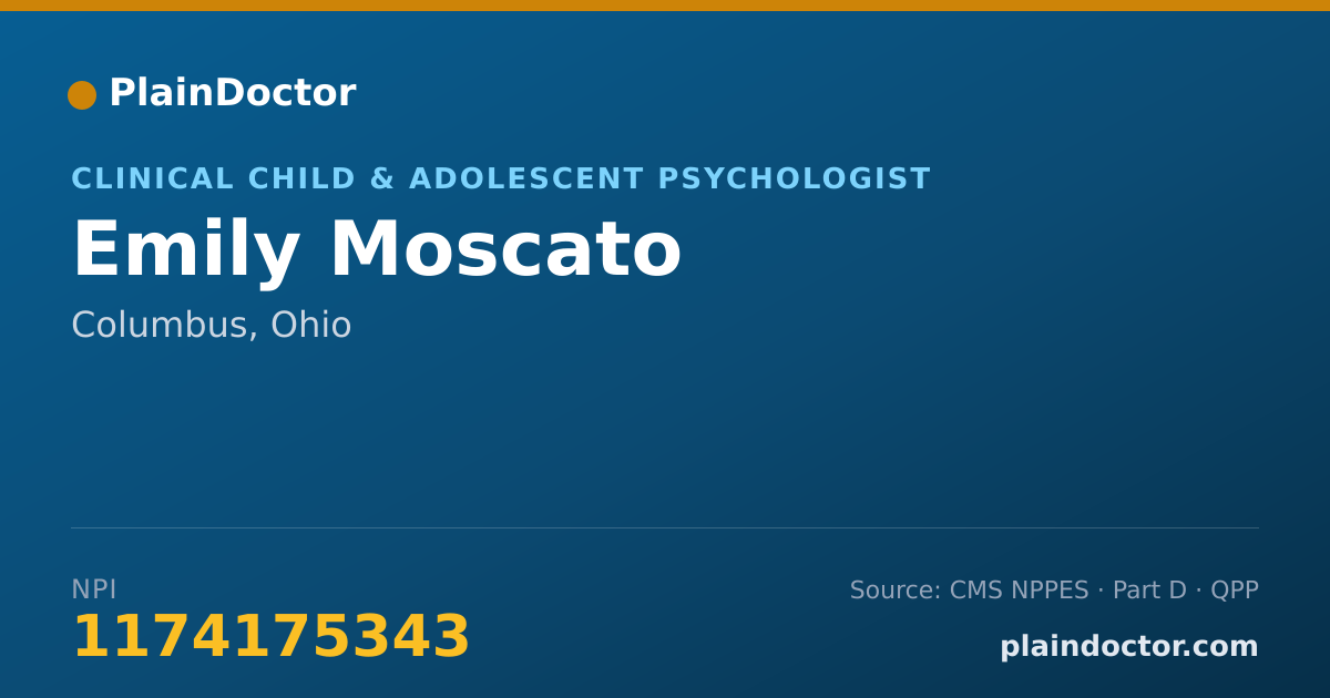 Shareable card for Emily Moscato - Clinical Child & Adolescent Psychologist, Columbus, OH