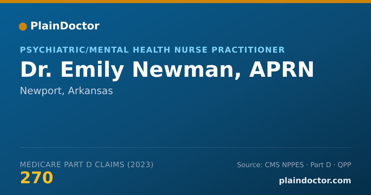 Shareable card for Emily Newman, APRN - Psychiatric/Mental Health Nurse Practitioner, Newport, AR