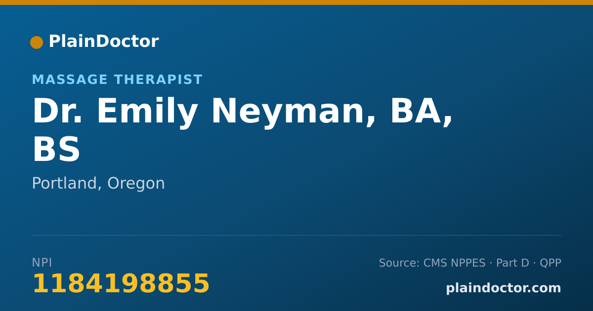 Shareable card for Emily Neyman, BA, BS - Massage Therapist, Portland, OR